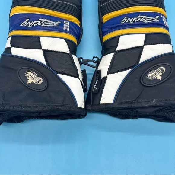 Choko Design Racing Gloves Leather Thinsulate Ski Snowmobile Checkered Small - Picture 3 of 8